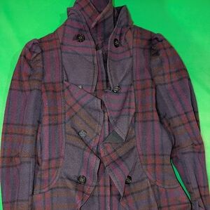 Multicolored peplum pea coat